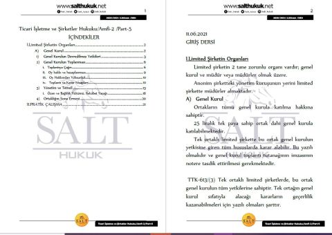 Ticaret İşletme ve Şirketler Hukuku Amfi 2 2. Dönem Part-5 (2020-2021)-DEÜ-Konu Anlatım Kitapçığı
