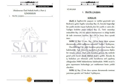 Milletler Özel Hukuku Amfi 2 2. Dönem Part-5 (2020-2021)-DEÜ-Konu Anlatım Kitapçığı