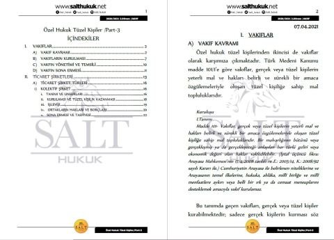 Özel Hukuk Tüzel Kişiler 2. Dönem Part-3 (2020-2021)-AKHF-Konu Anlatım Kitapçığı