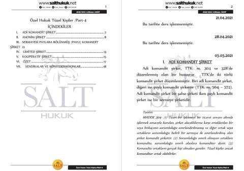 Özel Hukuk Tüzel Kişiler 2. Dönem Part-4 (2020-2021)-AKHF-Konu Anlatım Kitapçığı