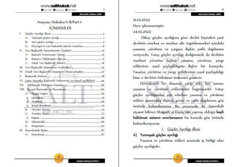 Anayasa Hukuku Amfi A-B 2. Dönem Part-1 (2022-2023)-AÜHF-Konu Anlatım Kitapçığı