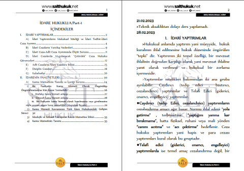 İdare Hukuku Amfi A 2. Dönem Part-1 (2022-2023)-AÜHF-Konu Anlatım Kitapçığı