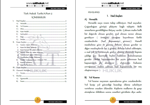 Türk Hukuk Tarihi Amfi A 2. Dönem Part-2 (2022-2023)-AÜHF-Konu Anlatım Kitapçığı