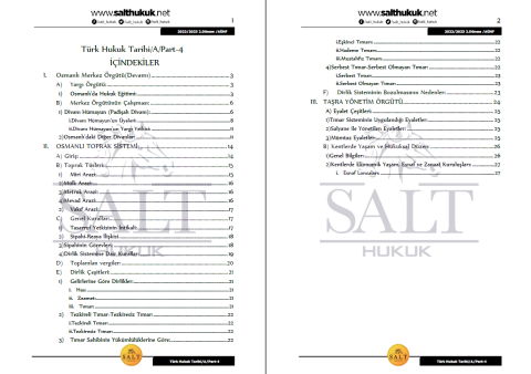 Türk Hukuk Tarihi Amfi A 2. Dönem Part-4 (2022-2023)-AÜHF-Konu Anlatım Kitapçığı