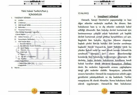 Türk Hukuk Tarihi Amfi A 2. Dönem Part-5 (2022-2023)-AÜHF-Konu Anlatım Kitapçığı