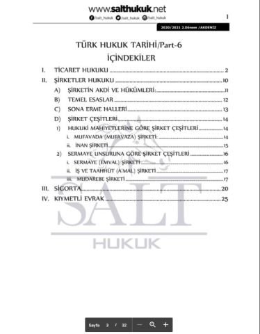 Türk Hukuk Tarihi 2. Dönem Part-6 (2020-2021)-AKHF-Konu Anlatım Kitapçığı