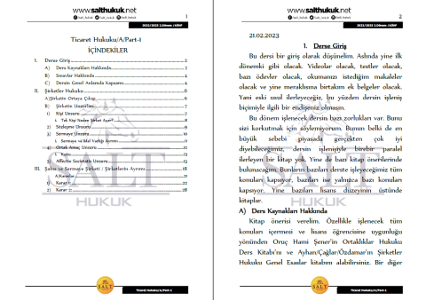 Ticaret Hukuku Amfi A 2. Dönem Part-1 (2022-2023)-AÜHF-Konu Anlatım Kitapçığı