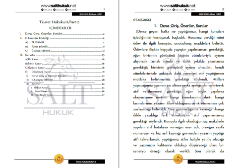 Ticaret Hukuku Amfi A 2. Dönem Part-2 (2022-2023)-AÜHF-Konu Anlatım Kitapçığı