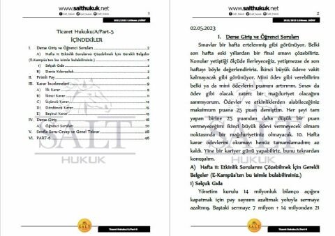 Ticaret Hukuku Amfi A 2. Dönem Part-5 (2022-2023)-AÜHF-Konu Anlatım Kitapçığı