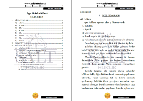 Eşya Hukuku Amfi A 2. Dönem Part-1 (2022-2023)-AÜHF-Konu Anlatım Kitapçığı