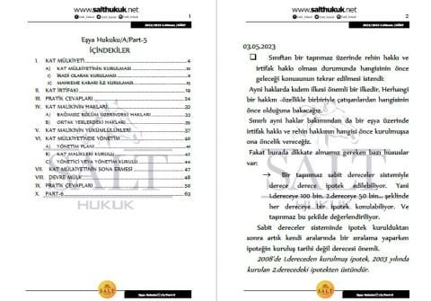 Eşya Hukuku Amfi A 2. Dönem Part-5 (2022-2023)-AÜHF-Konu Anlatım Kitapçığı