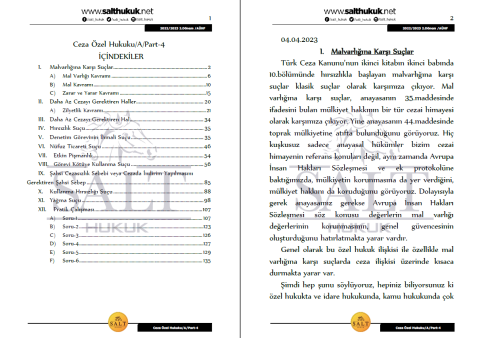 Ceza Özel Hukuku Amfi A 2. Dönem Part-4 (2022-2023)-AÜHF-Konu Anlatım Kitapçığı