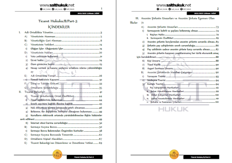 Ticaret Hukuku Amfi B 2. Dönem Part-3 (2022-2023)-AÜHF-Konu Anlatım Kitapçığı