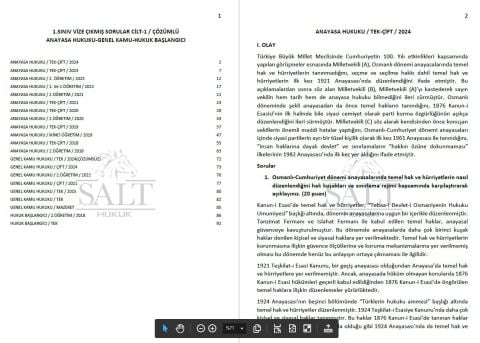 1.SINIF VİZE ÇIKMIŞ SORULAR CİLT-1 (ANAYASA HUKUKU-GENEL KAMU HUKUKU-HUKUK BAŞLANGICI)