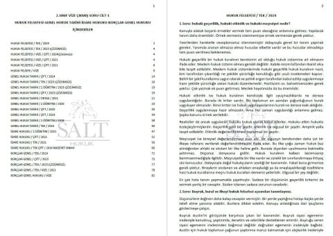 2.SINIF VİZE ÇIKMIŞ SORULAR CİLT-1 (HUKUK FELSEFESİ-GENEL HUKUK TARİHİ-İDARE HUKUKU-BORÇLAR GENEL HUKUKU)