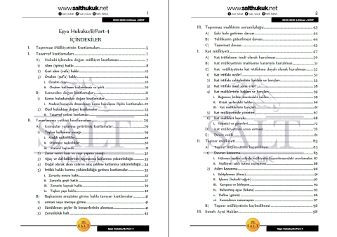 Eşya Hukuku Amfi B 2. Dönem Part-4 (2022-2023)-AÜHF-Konu Anlatım Kitapçığı