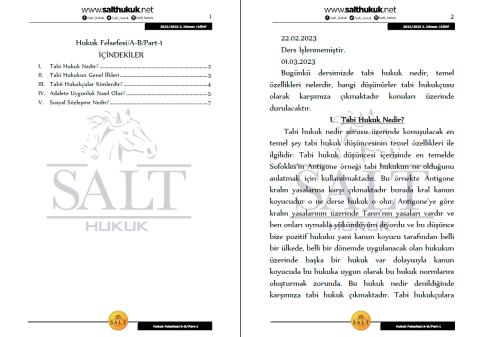 Hukuk Felsefesi AmfiA-B 2. Dönem Part-1 (2022-2023)-AÜHF-Konu Anlatım Kitapçığı