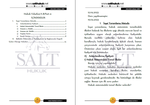 Hukuk Felsefesi AmfiA-B 2. Dönem Part-4 (2022-2023)-AÜHF-Konu Anlatım Kitapçığı
