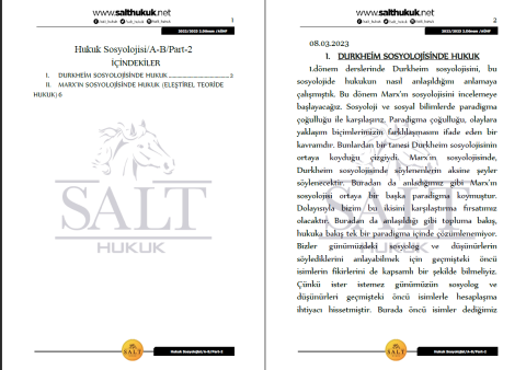 Hukuk Sosyolojisi AmfiA-B 2. Dönem Part-2 (2022-2023)-AÜHF-Konu Anlatım Kitapçığı
