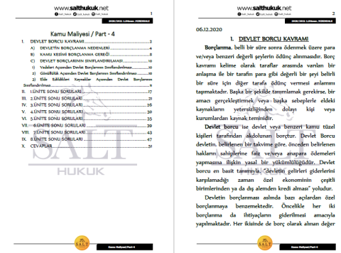 Maliye Hukuku 1. Dönem Not Seti (2020-2021)-KKÜ-Konu Anlatım Kitapçığı