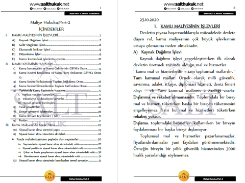Maliye Hukuku 1. Dönem Not Seti (2020-2021)-KKÜ-Konu Anlatım Kitapçığı