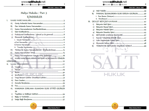 Maliye Hukuku 1. Dönem Not Seti (2020-2021)-KKÜ-Konu Anlatım Kitapçığı