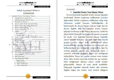 Hukuk Sosyolojisi AmfiA-B 2. Dönem Part-4 (2022-2023)-AÜHF-Konu Anlatım Kitapçığı