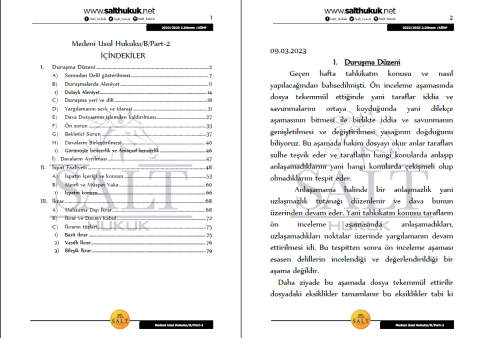 Medeni Usul Hukuku Amfi B 2. Dönem Part-2 (2022-2023)-AÜHF-Konu Anlatım Kitapçığı