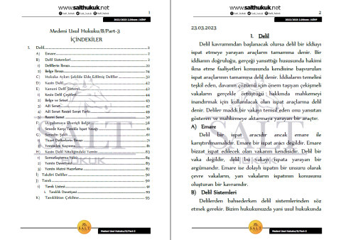 Medeni Usul Hukuku Amfi B 2. Dönem Part-3 (2022-2023)-AÜHF-Konu Anlatım Kitapçığı