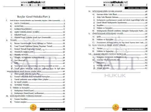 Borçlar Genel Hukuku 1. Dönem Not Seti (2020-2021)-KKÜ-Konu Anlatım Kitapçığı