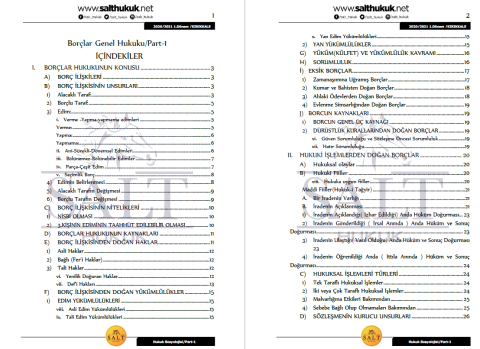 Borçlar Genel Hukuku 1. Dönem Not Seti (2020-2021)-KKÜ-Konu Anlatım Kitapçığı