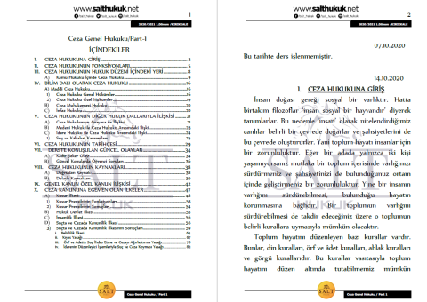 Ceza Genenl Hukuku 1. Dönem Not Seti (2020-2021)-KKÜ-Konu Anlatım Kitapçığı