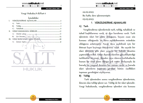 Vergi Hukuku Amfi A-B 2. Dönem Part-1 (2022-2023)-AÜHF-Konu Anlatım Kitapçığı