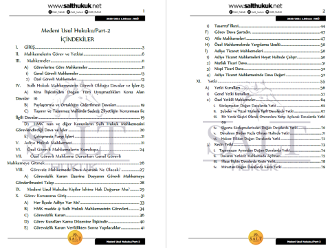 Medeni Usul Hukuku 1. Dönem Not Seti (2020-2021)-KKÜ-Konu Anlatım Kitapçığı