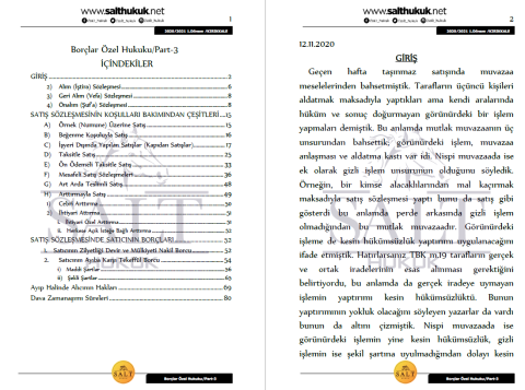 Borçlar Özel Hukuku 1. Dönem Not Seti (2020-2021)-KKÜ-Konu Anlatım Kitapçığı