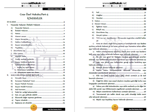 Ceza Özel Hukuku 1. Dönem Not Seti (2020-2021)-KKÜ-Konu Anlatım Kitapçığı
