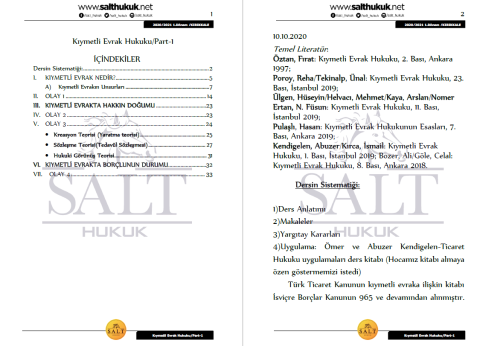 Kıymetli Evrak 1. Dönem Not Seti (2020-2021)-KKÜ-Konu Anlatım Kitapçığı