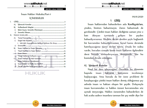 İnsan Hakları 1. Dönem Not Seti (2020-2021)-KKÜ-Konu Anlatım Kitapçığı