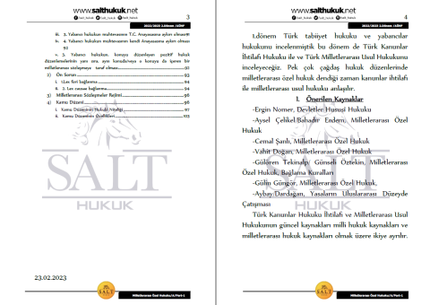 Milletler Özel Hukuku Amfi A 2. Dönem Part-1 (2022-2023)-AÜHF-Konu Anlatım Kitapçığı