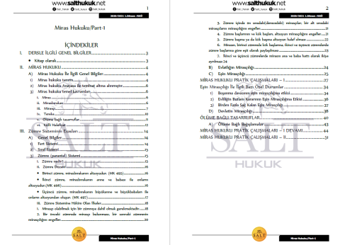 Miras Hukuku 1. Dönem Not Seti (2020-2021)-KKÜ-Konu Anlatım Kitapçığı