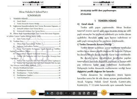 Miras Hukuku Amfi A 2. Dönem Part-1 (2022-2023)-AÜHF-Konu Anlatım Kitapçığı