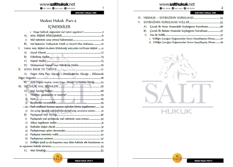 Medeni Hukuk 2. Dönem Not Seti (2020-2021)-KKÜ-Konu Anlatım Kitapçığı