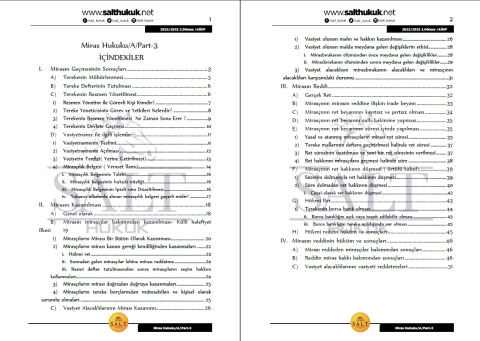 Miras Hukuku Amfi A 2. Dönem Part-3 (2022-2023)-AÜHF-Konu Anlatım Kitapçığı