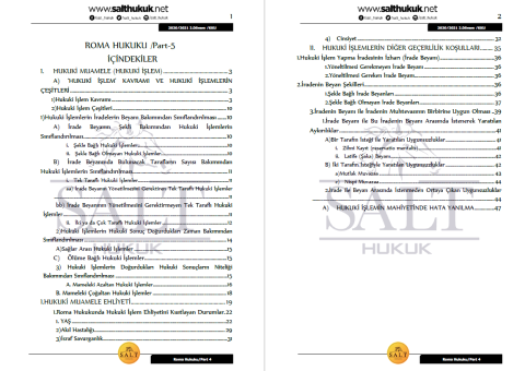 Roma Hukuku 2. Dönem Not Seti (2020-2021)-KKÜ-Konu Anlatım Kitapçığı