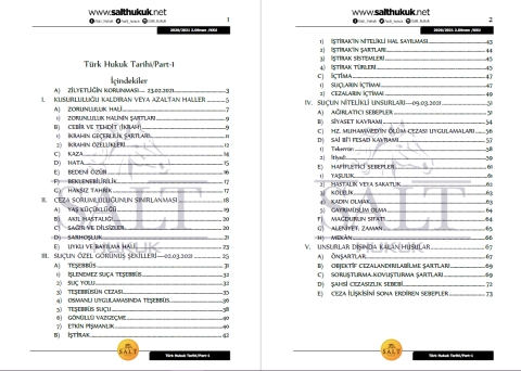 Türk Hukuk Tarihi 2. Dönem Not Seti (2020-2021)-KKÜ-Konu Anlatım Kitapçığı