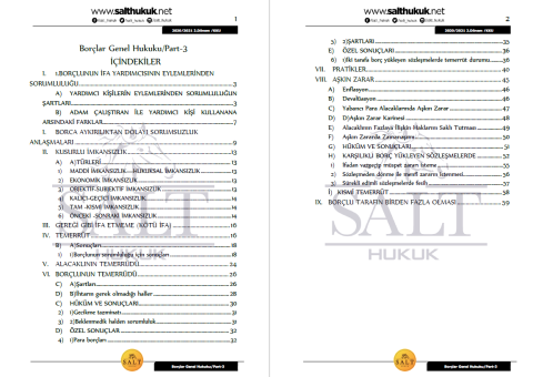 Borçlar Genel Hukuku 2. Dönem Not Seti (2020-2021)-KKÜ-Konu Anlatım Kitapçığı