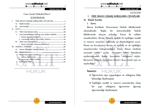 Ceza Genenl Hukuku 2. Dönem Not Seti (2020-2021)-KKÜ-Konu Anlatım Kitapçığı
