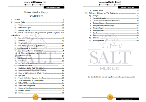 Ticaret Hukuku 2. Dönem Not Seti (2020-2021)-KKÜ-Konu Anlatım Kitapçığı