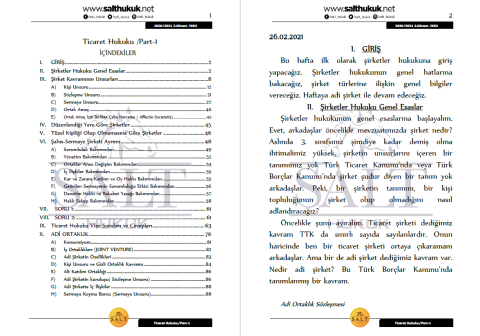 Ticaret Hukuku 2. Dönem Not Seti (2020-2021)-KKÜ-Konu Anlatım Kitapçığı
