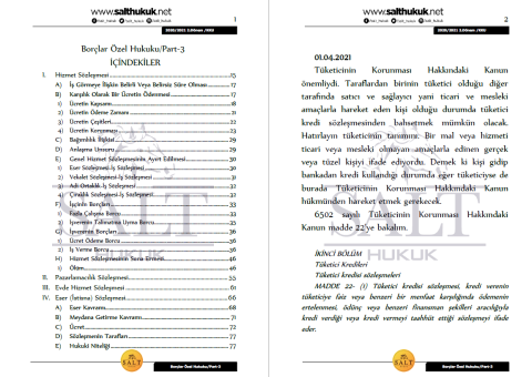 Borçlar Özel Hukuku 2. Dönem Not Seti (2020-2021)-KKÜ-Konu Anlatım Kitapçığı